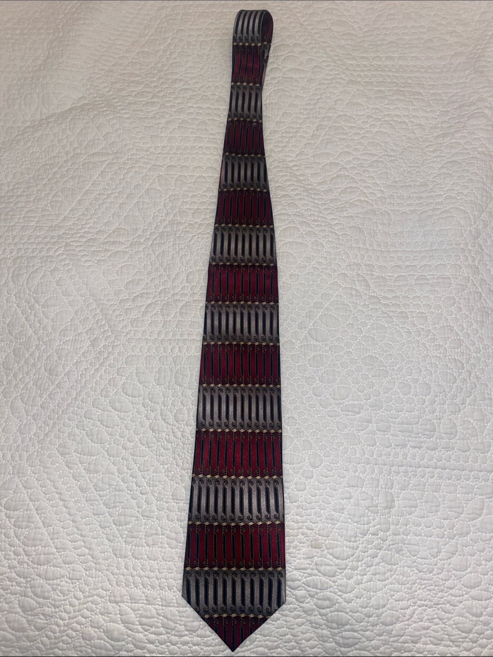 Zianetti Italian Silk Collection Classic Men's Red and Black Patterned Silk Tie